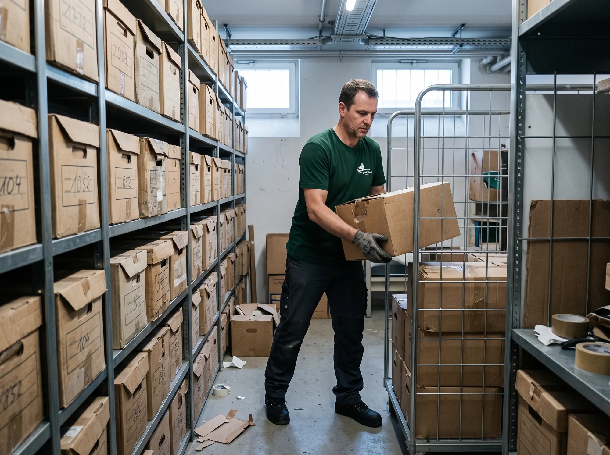 Systematischer Transport von Akten und Ordnern beim Behördenumzug